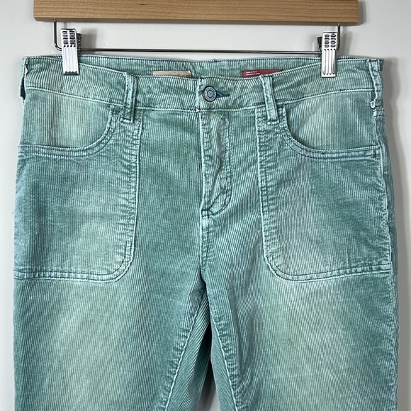 Anthropologie Pilcro The Icon Corduroy Flare Mid Rise Jeans Mint Green size 28 - Picture 3 of 9